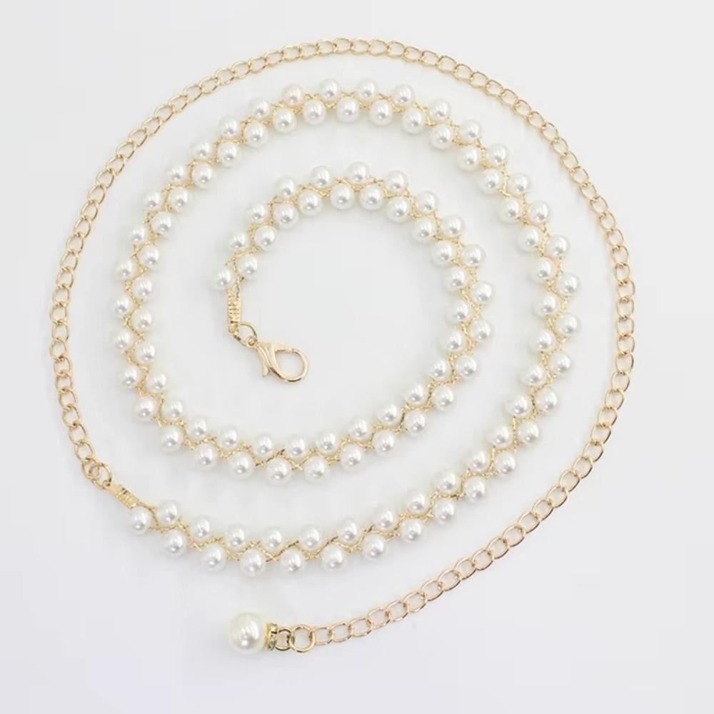 Thin Pearl Pendant Belt Adjustable Dress Skirt Belt Belly Chain Belt Women Dress Decoration