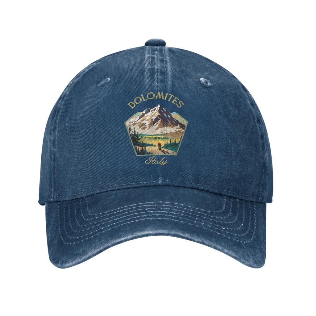 Dolomity Włochy Góry Czapka z daszkiem Retro Postarzana Bawełna Wspinaczka Turystyka Nakrycie głowy Unisex Outdoor Regulowane Dopasowanie Czapki Czapka