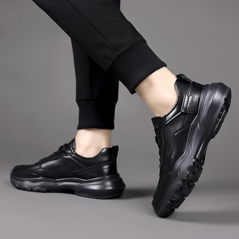 Brand Leather Men Casual Shoes Winter Lace-up Platform Sneakers Travel Shoes Wear-resistant Shoes British Style Men Sneaker Shoe