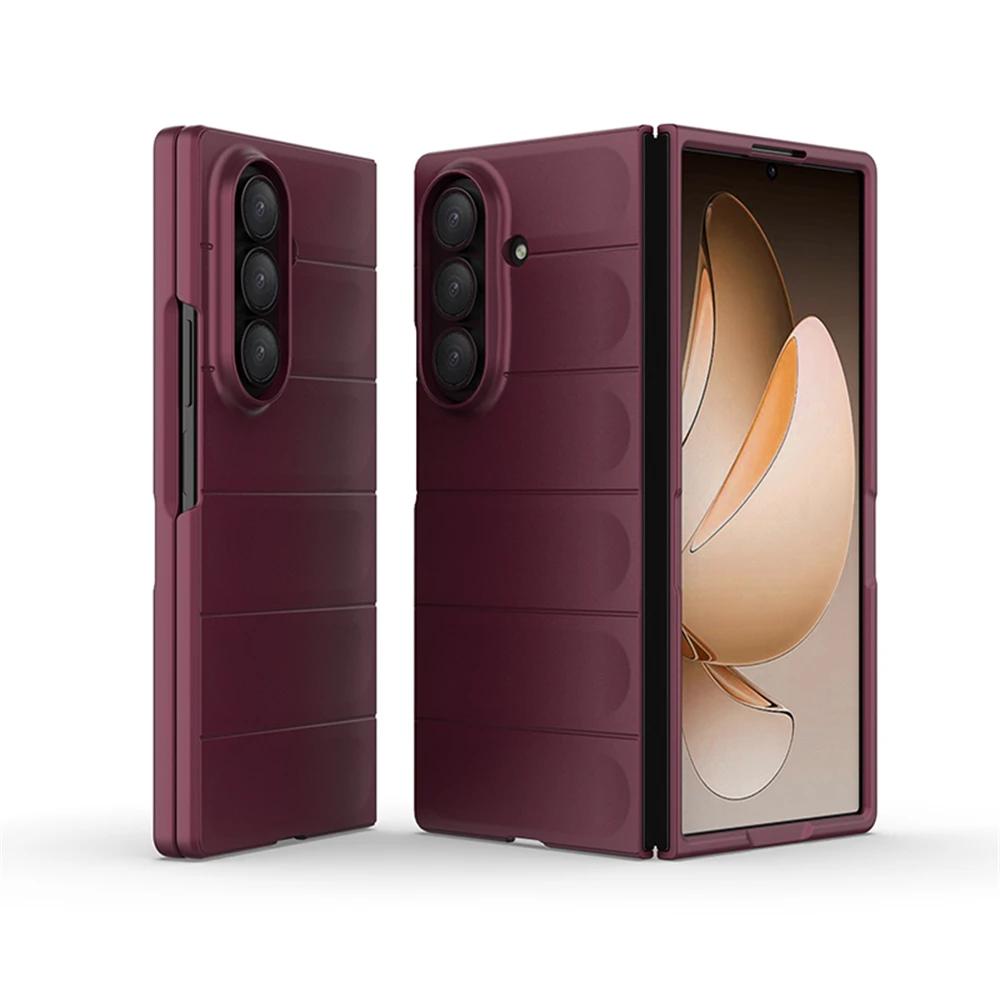 Fashion Simple Smooth-Touch Wave Pure Color Silicone Case For Samsung Galaxy Z Fold 7 6 5 4 3 Full-pack Shockproof Protect Cover