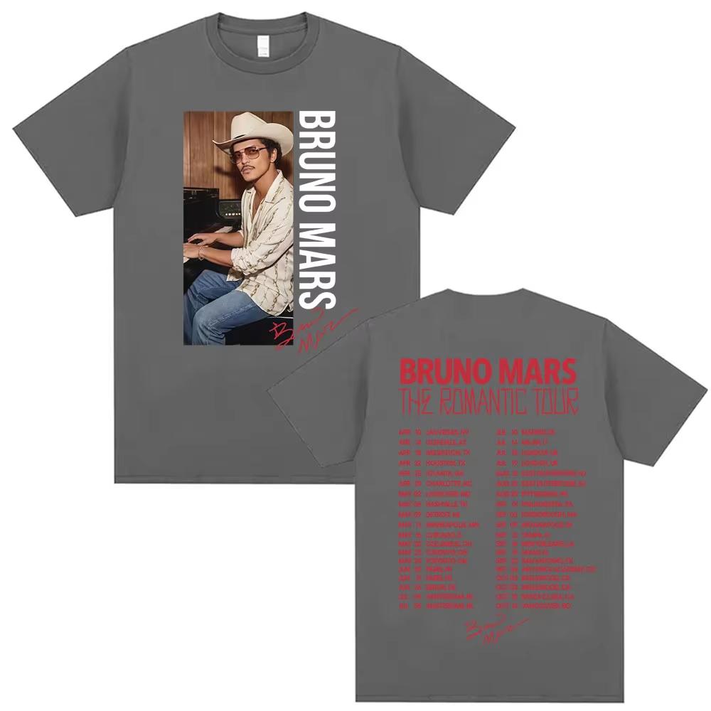 Bruno Mars Signatures The Romantic Tour 2026 Spring Summer T Shirt Fan Gift Men Women Fashion 90s Vintage Pure Cotton Streetwear