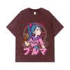 275 GSM Washed T-shirts 100% Cotton Dragon Ball V17 Bulma Print Unisex Heavy Cotton T Shirt