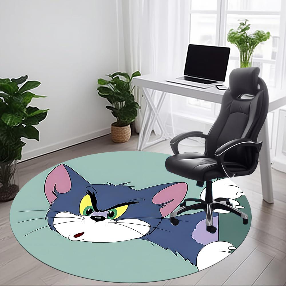 1pc Tom Jerry Office Round Area Rug, Under Office Chairs Bedroom Living Room Home Decor, Room Decoa1016106