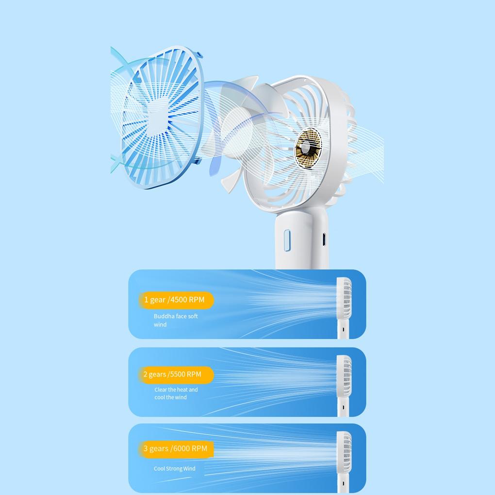 Mini Handheld Fan Usb Rechargeable Air Cooling Outdoor Long Battery Tabletop Gift for Travel Shopping Car Office