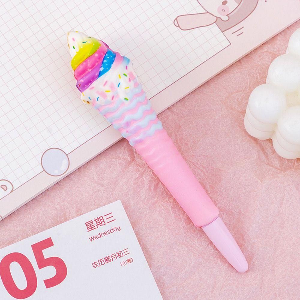 Ice Cream Pinch Bounce Pen Signature Squeeze Sensory Toy Pen Kawaii Cute Soft Gel Pen Award