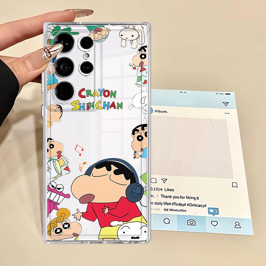 Case for Samsung Galaxy Note 20 Ultra 10 S21 S20 Plus S25 Edge S26 S22 FE S23 Ultra S24 Phone Cover Cartoon Crayons Shinchan