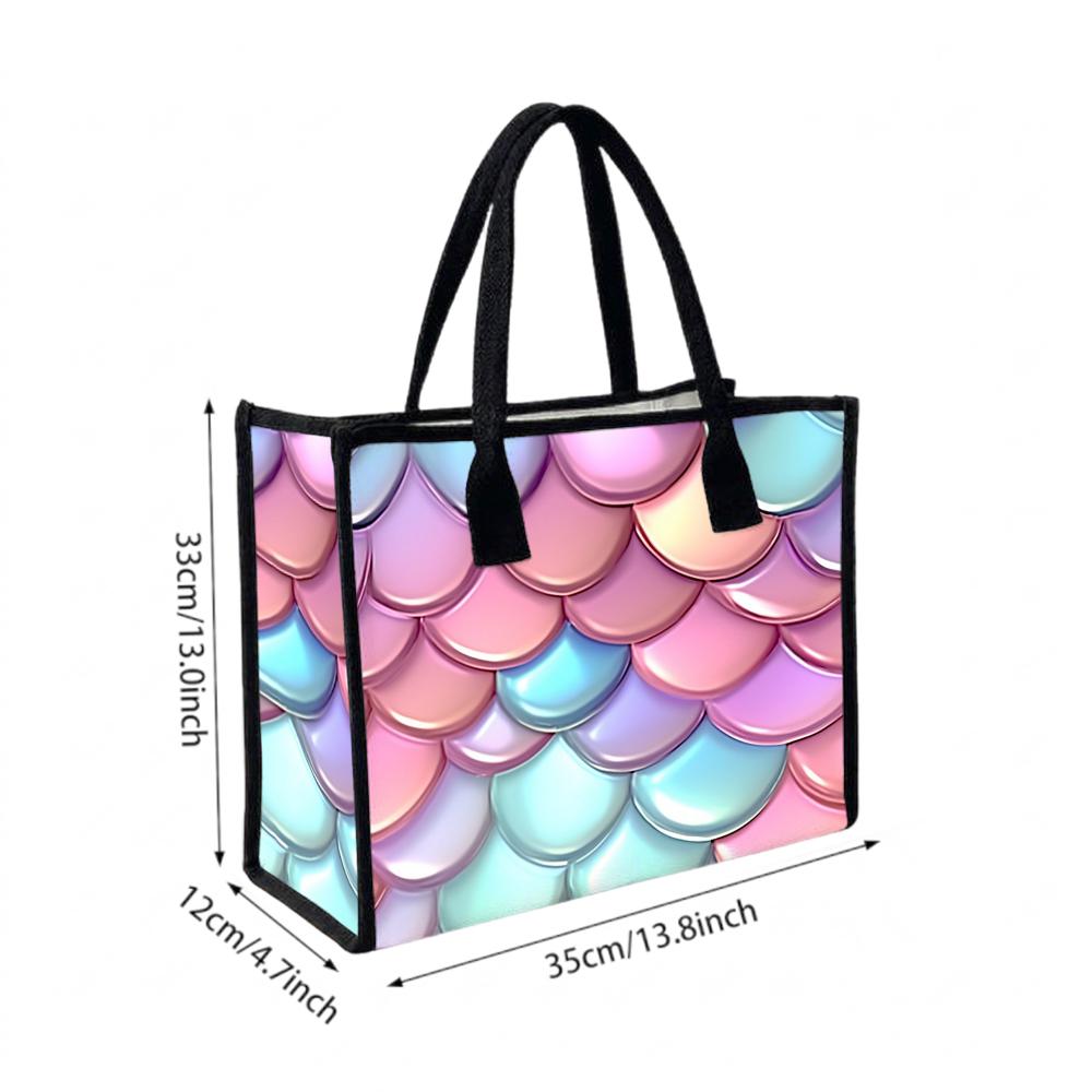 Iridescent Mermaid Scales Pattern Fashion Tote Bag for Daily Shopping Travel Casual Use for Women