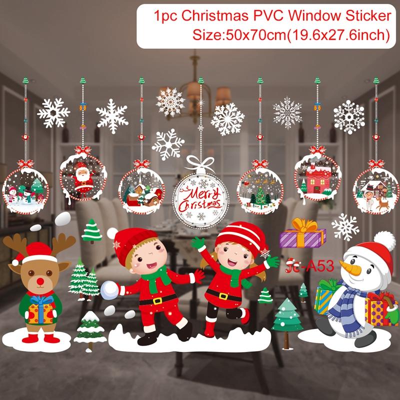 Christmas Window Sticker Merry Christmas Decorations For Home 2026 Cristmas Ornament Xmas Navidad Natal Gifts New Year 2026