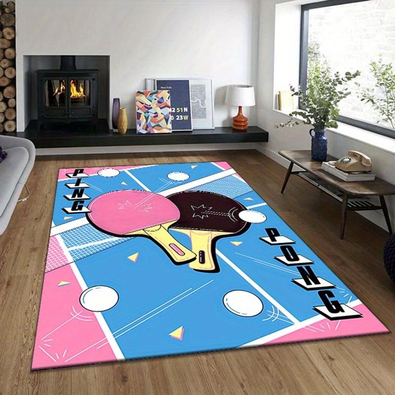 Crystal Velvet Table Tennis Racket Printed Area Rug Carpet for Bedroom Living Room Home Decor Non Slip Mat, Floor Mat, Bedside Rug, Stylish