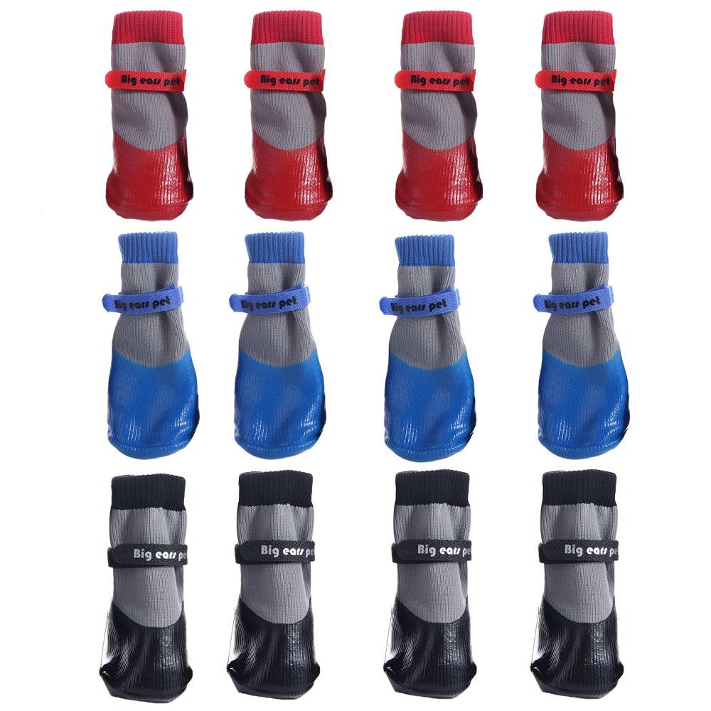 4pcs/set Soft Waterproof Puppy Socks Shoes Warm Dog Warm Knit Socks  Rainy Day