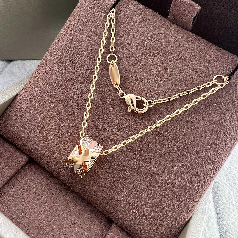 Shangjia 2025 Diamond Cross Cylinder Necklace - Elegant & Versatile Fashion Statement