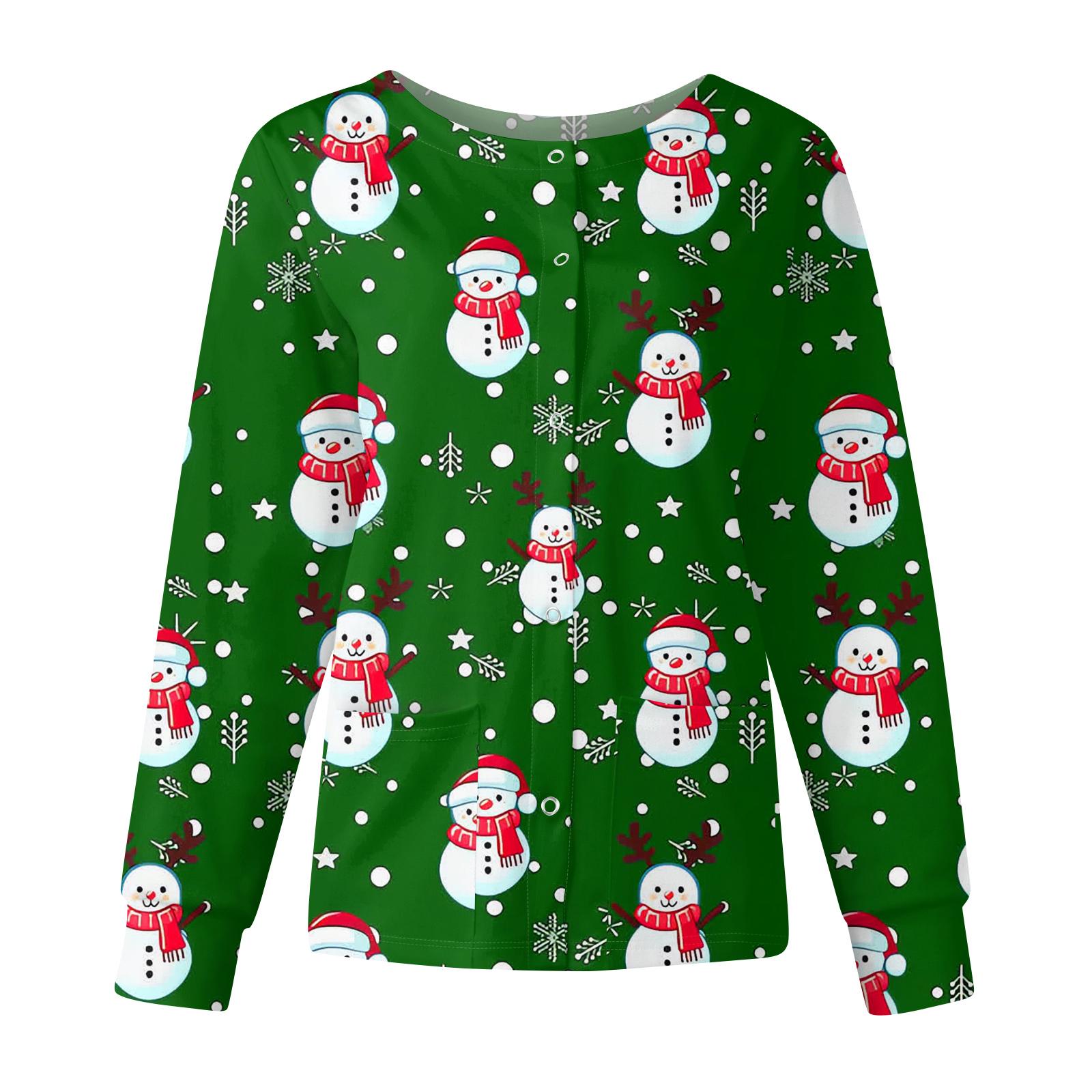 

Женская повседневная модная куртка с длинным рукавом, воротником-стойкой, на одной пуговице, с рождественским принтом, рабочая куртка, топы L зелёный