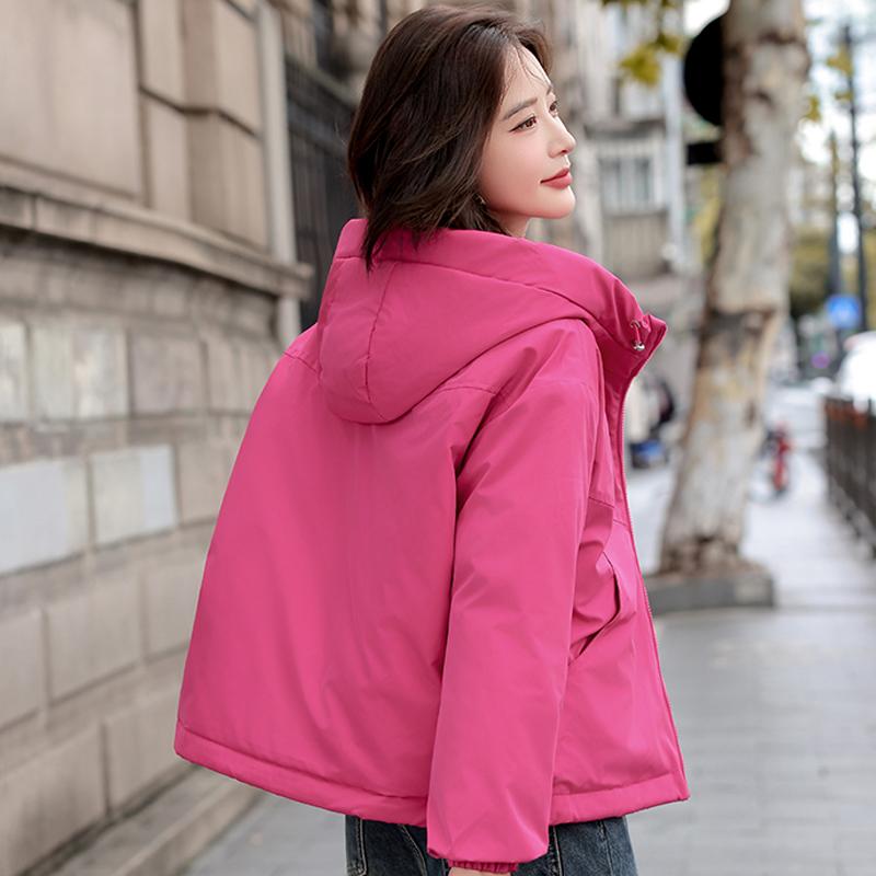 Dámské módní zimní bundy s kapucí, ležérní parka, dámské s dlouhým rukávem, hřejivé krátké kabáty