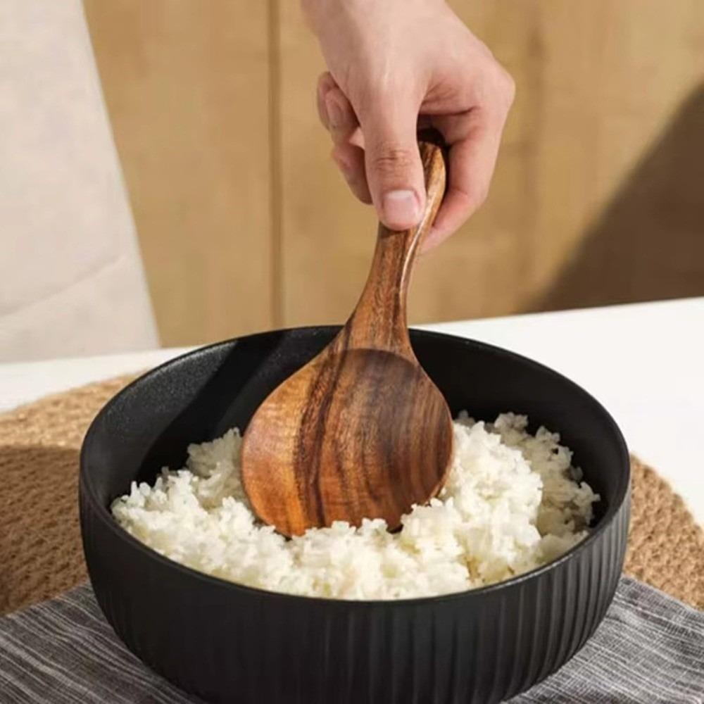 Large Scoop Rice Scoop Spoon Non-Stick Surface Multipurpose Rice Paddle Ergonomic Design Eco-Friendly Wooden Spoon