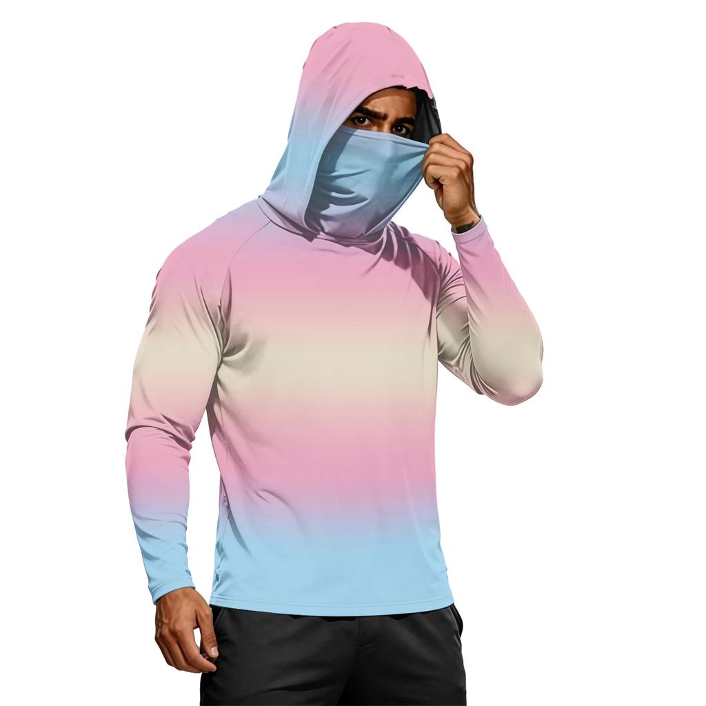 Herren Sommer Langarm Hoodie UPF50+ Sonnenschutz Schnelltrocknend Fitness Sportshirt Leicht Atmungsaktiv Outdoor Activewear