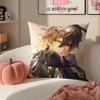 Genshin Zhongli Cushion Cover Pillowcase Short Plush Invisible zipper Room Sofa Cushion Cover
