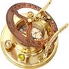 Starožitný mosazný sluneční kompas s koženým pouzdrem – 10,16 cm