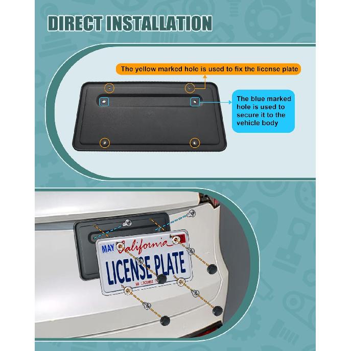 Rear License Plate Holder For Tesla Model Y And Model 3, Back License Plate Bracket Frames With Screws And Backseat Air Vent Cover, Rear Plate