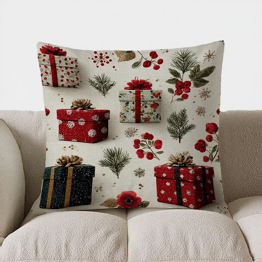 Home Decor Blue Gift Boxes Pattern Decorative Pillow Cover Pattern Cushion Cover Suitable For Sofa Bedroom Car Pillow Cover