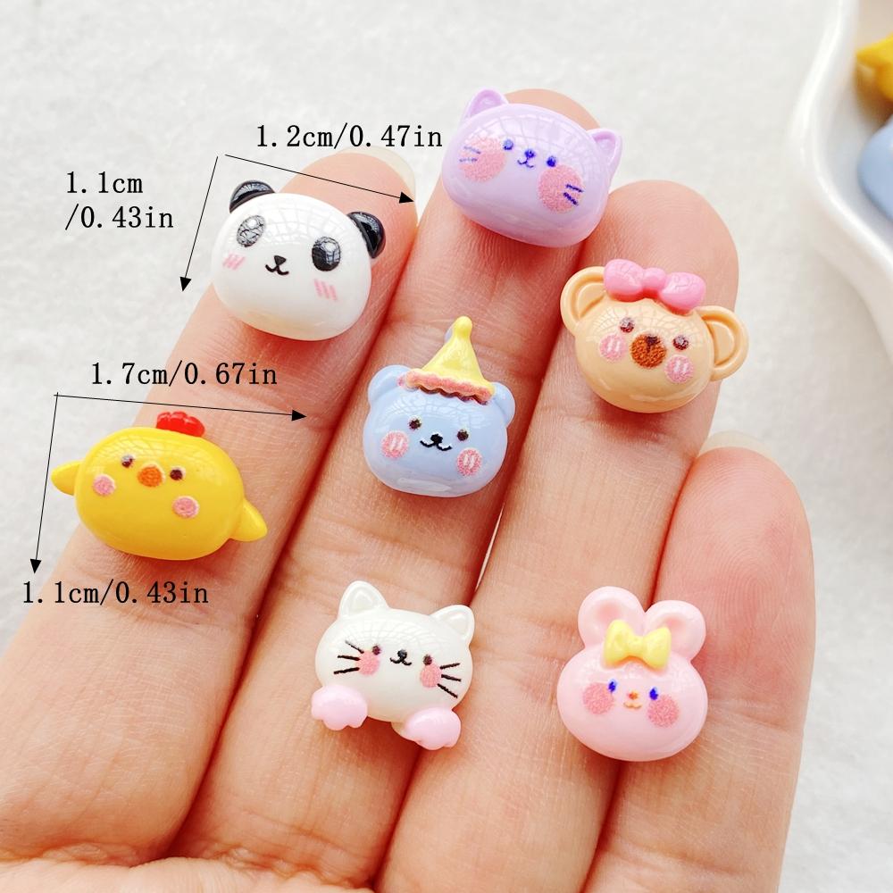 20pcs Kawaii Shiny Cute Cartoon Bear, Rabbit, Cat Flat back Resin Scrapbook Figurines DIY Home Decor Crafts