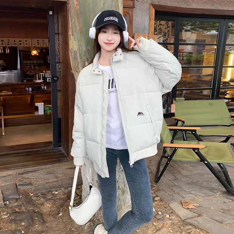 Hong Kong-style Baseball Uniform Stand-up Collar Women's Winter 2025 New Solid Color Collegiate Style Loose Warm Jacket Couple Cotton Jacket