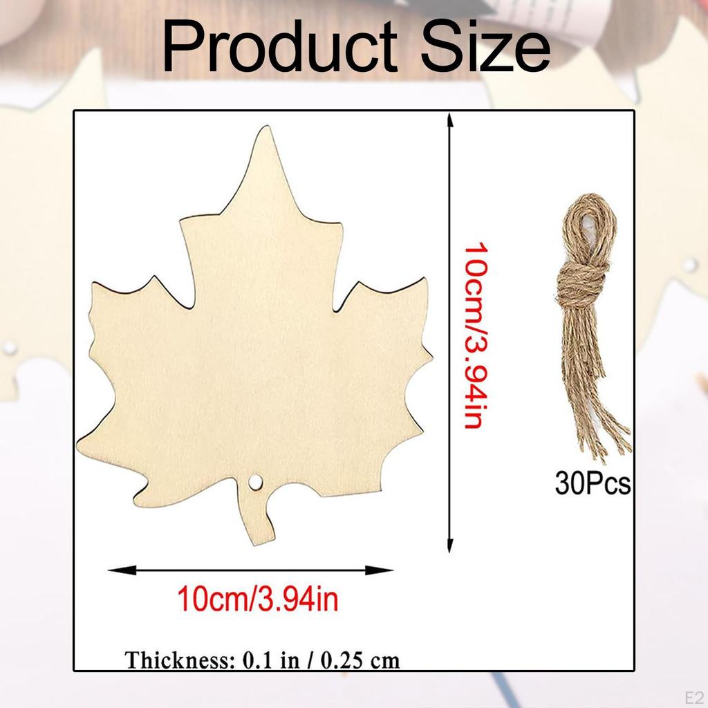 30 Pieces Wood Maple Leaves Cutouts Christmas Tree Ornaments Pendants Tags Unfinished Wooden