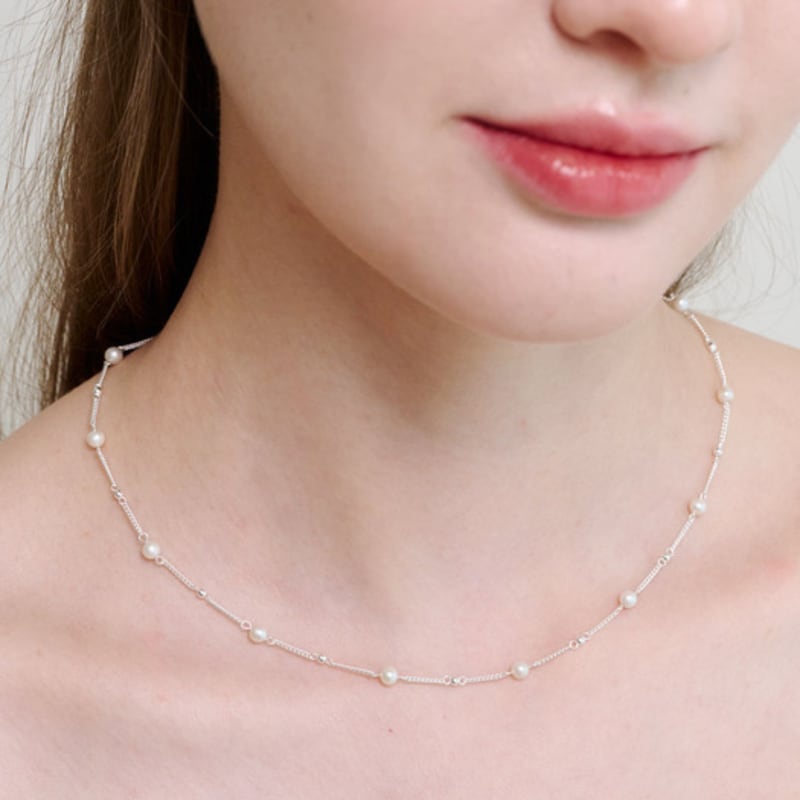 NUOY [Silver 925] Snow White Pearl Necklace