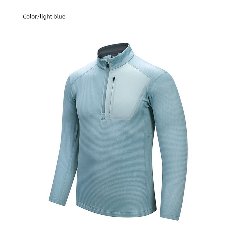 Outdoor Lightweight Sports Fitness Running Half-Zip Stand-Up Collar Sweatshirt Men's Spring and Autumn Base Layer Foreign Trade Men's T-Shirt