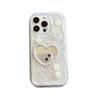 For IPhone17promax Epoxy Love Rhinestone Mirror Phone Case for Apple 15plus Butterfly Flower 16