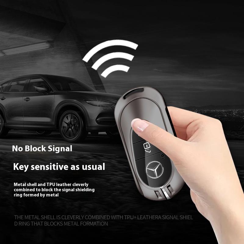 BAN2  Car Alloy Key Case Key Bag Shell For Mercedes Benz 2022 C S Class C260 C300 S350 S400 S450 S500 W206 W223 Key Shell Protector