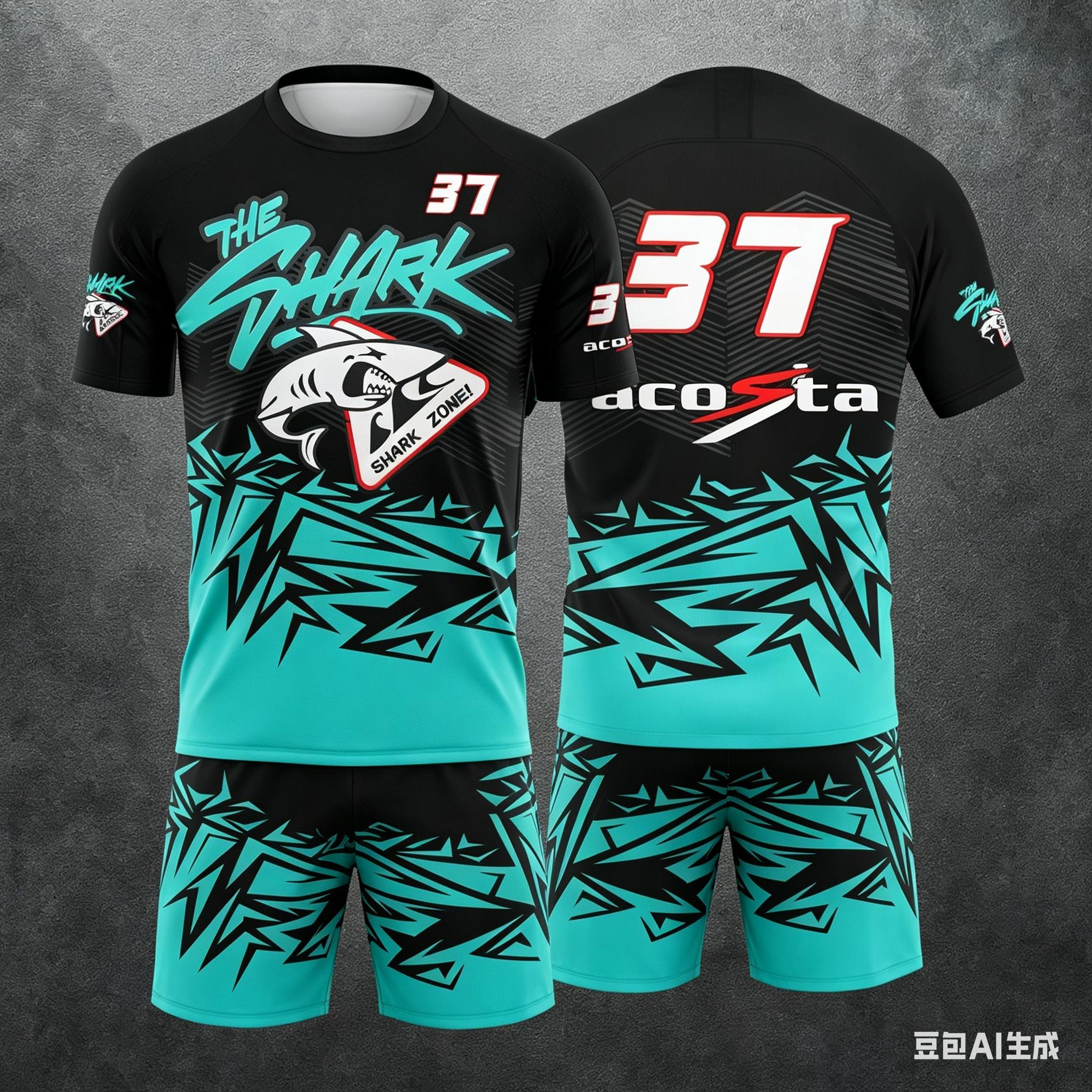 Motocross Urban Street Style 2 Piece Set for Adults and Kids 37 Acosta Shark Zone Graphic Tee and Shorts Racing Fashion S