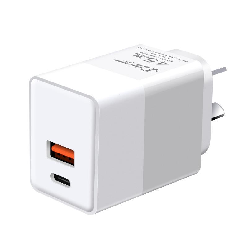 SAA Australian PD45W Charger C25W+A18W Intelligent Distribution Fast Charging RCM Certification PPS Multi-Protocol Fast Charging
