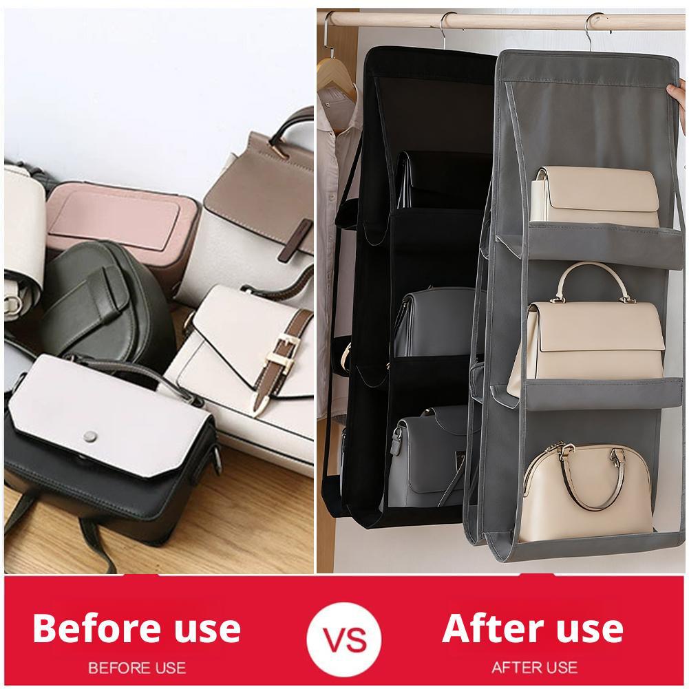 6 Cepli Asılabilir El Çantası Düzenleyici Gardırop Dolabı İçin Gri Su Geçirmez Saklama Çantası Kapı Duvar Şeffaf Çeşitli Eşya Çantası Askılı Kılıf
