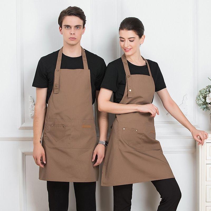 Heavy-duty Wear-resistant Kitchen Apron: Trendy Workwear for Nail/Café/Milk Tea Shop, Unisex, Perfect for Photography