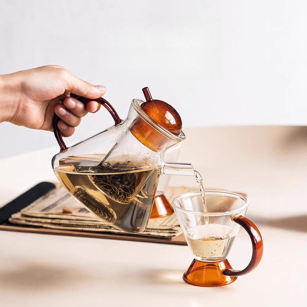 Set da Tè di Lusso Nordico in Vetro Stile Danese Teiera Fiori Inglesi Macchina da Caffè Bollitore da Tè Faz