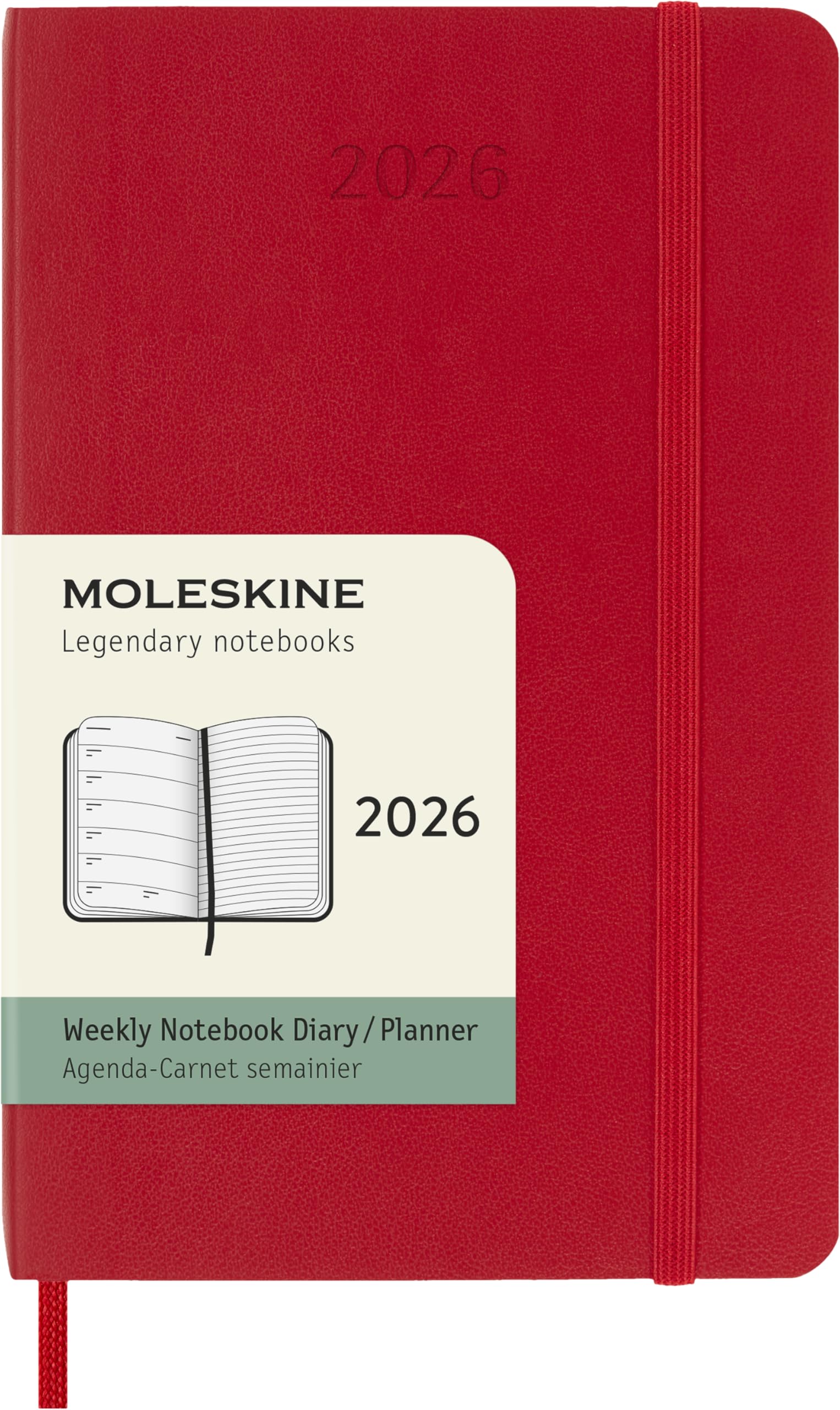 

Moleskine 2026 January Weekly Pocket Size x Soft Scarlet DSF212WN2Y26 Planner, Start, 12-Month Diary, (9cm 14cm), Cover, Red,