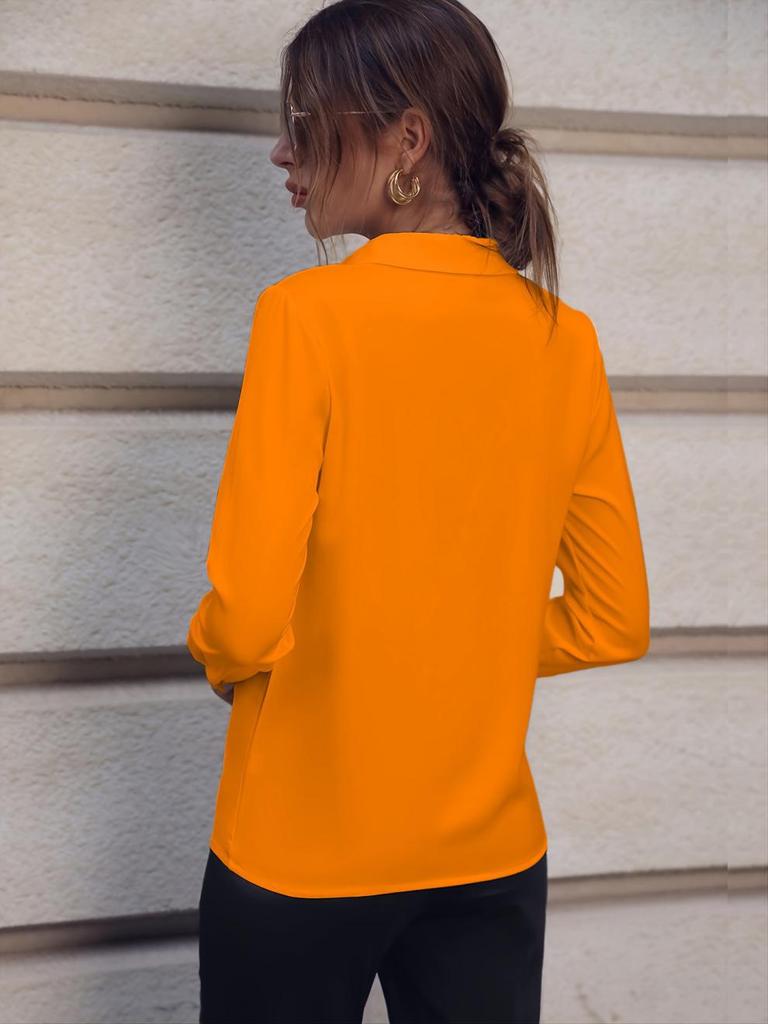 Versatile Long-Sleeved Shirt with Pearl Buttons - Casual To Business Style