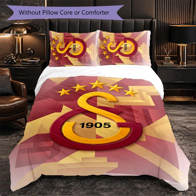 Biancheria da letto a tema Galatasaray FC Set 3 Pezzi Copripiumino Biancheria da letto decorativa per camera da letto per adolescenti Decorazione per la casa
