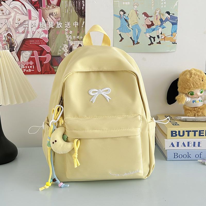 Schoolbag Wholesale High Value Bow Lightweight Small Backpack Japanese Ins Simple High School Student Schoolbag Versatile Backpack