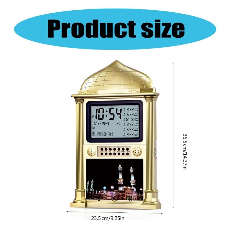 HA-4002 Azan Clock Modern Metal Alarm Clock Desktop Clock with Memory Snooze Function Support Temperature Switching