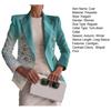 Women Blazer Right-angle Shoulder Double Breasted Long Sleeves OL Style Lapel Dress Up Cardigan Striped Print Lady Coat for Work