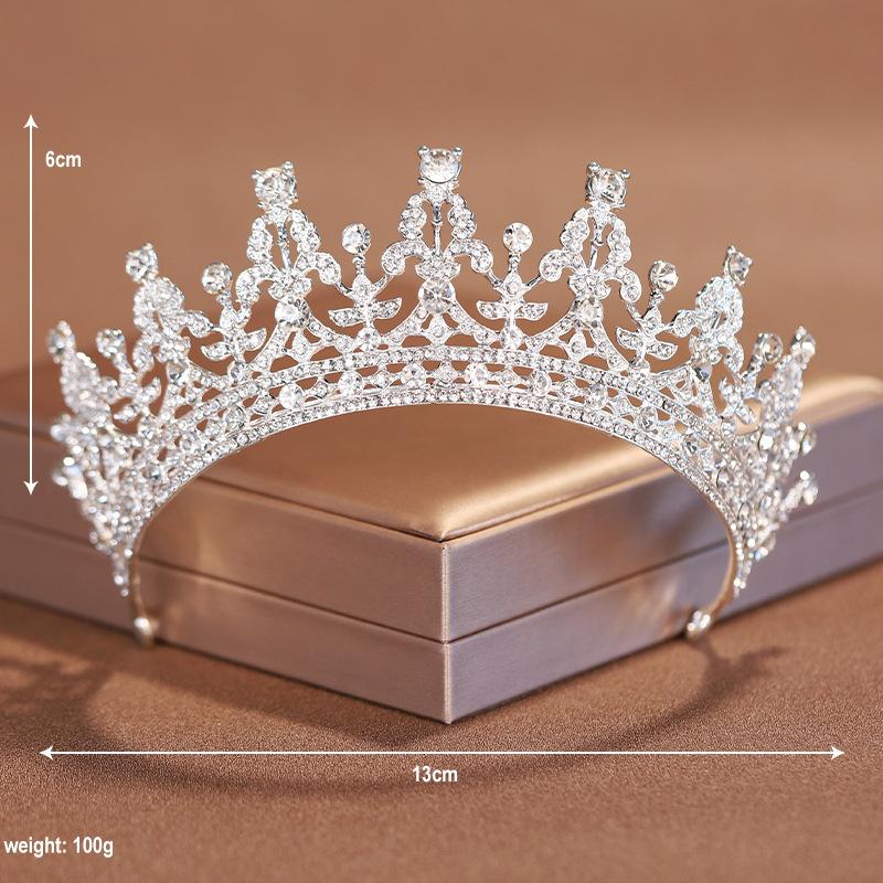 Magnificent Bride Headwear Crown Main Wedding Dress Hair Accessories Minimalist Necklace Three Piece Set