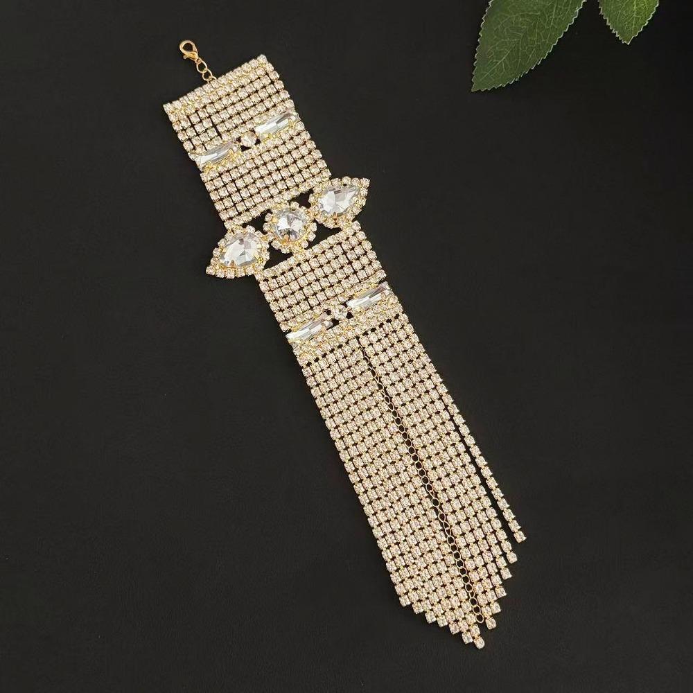 

Light Luxury Long Tassel Hand Jewelry Rhinestone Women s Hand Chain Party Gift золотий
