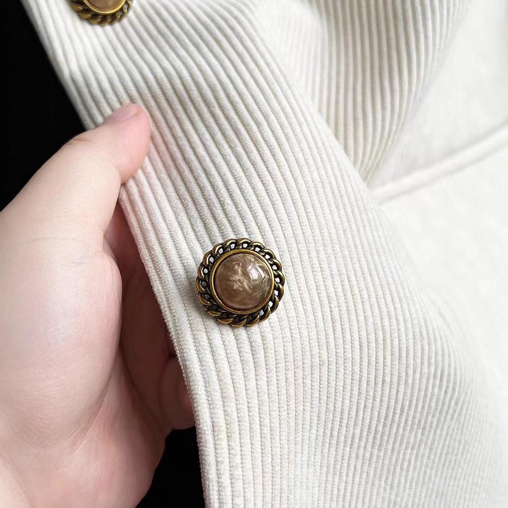 Vintage Corduroy Women's Blazer Notched Collar Single Breasted Solid Color Loose Coat Fashion Spring