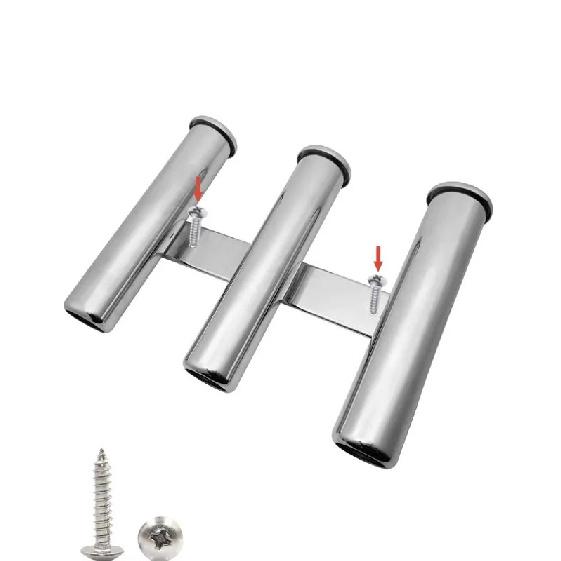 3 Tube Clamp on Fishing Rod Holder For Boat Stainless Steel Mirror Polished Rack Marine Hardware Accessories For Yacht