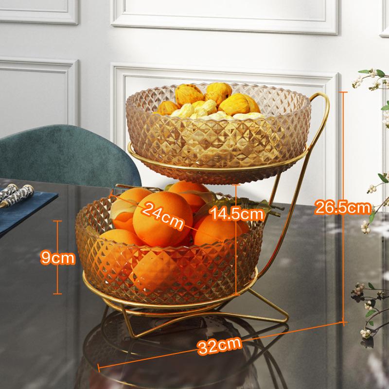 

Фруктовый поднос для дома, гостиной, чайный столик, многослойный, двухслойный, легкий, роскошный, высокого класса, корзина для фруктов, тарелка для закусок