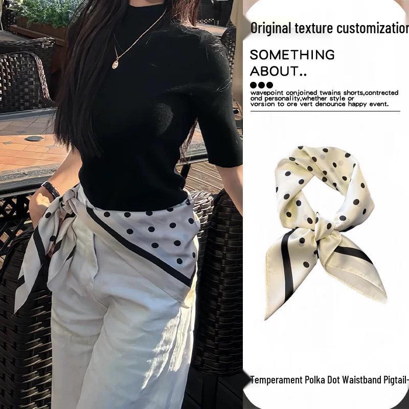 Elegant Black & White Striped Silk Scarf: Retro, Versatile Accessory