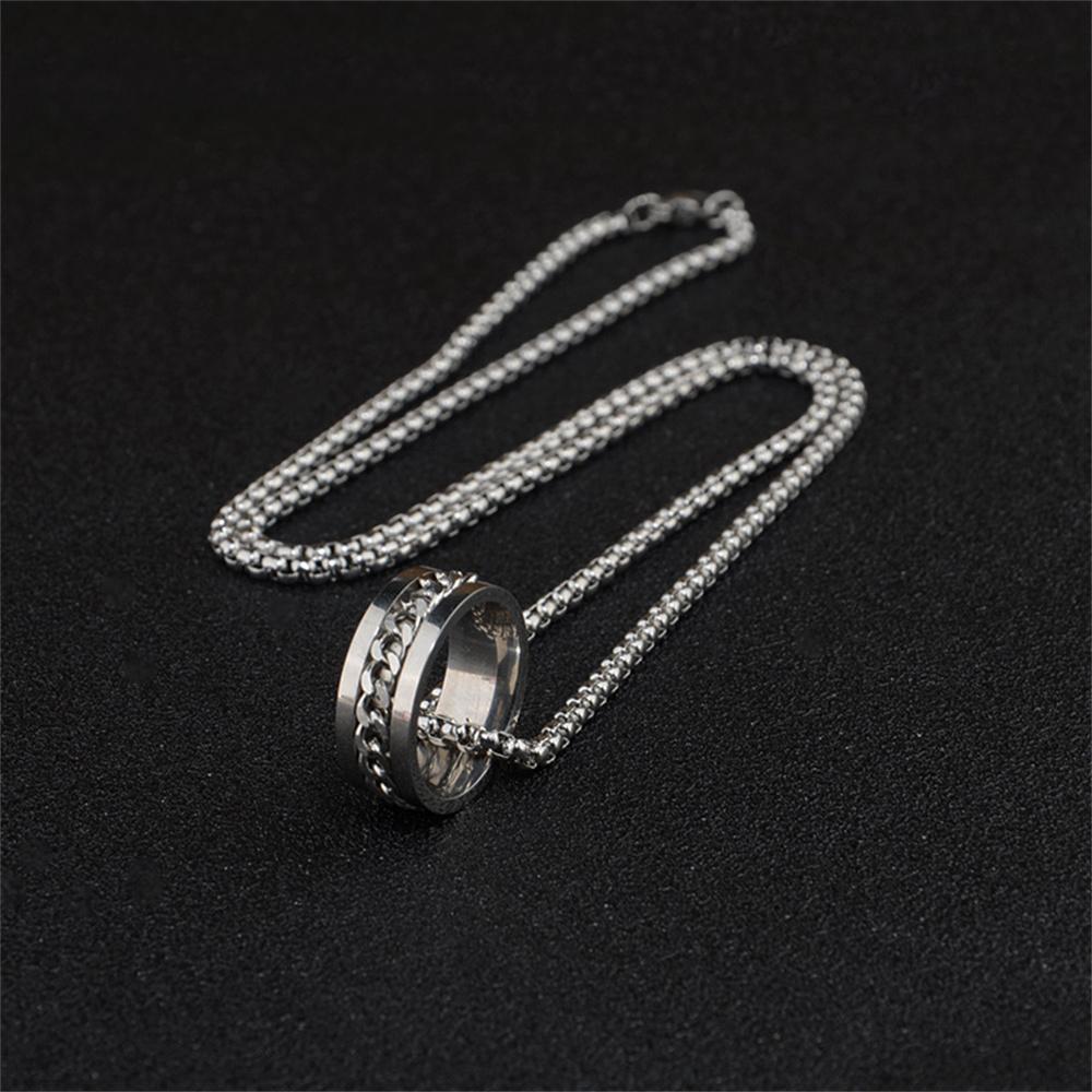 2022 Tide Brand All-match Ring Necklace Dual-use Men's Pendant Simple Women's Hip-hop Personality Titanium Steel Accessories