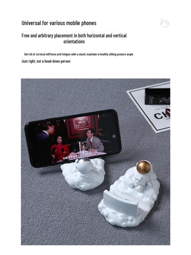 Astronaut Phone Holder, Pen Holder, and Tissue Box for Living Room Resin Ornaments.