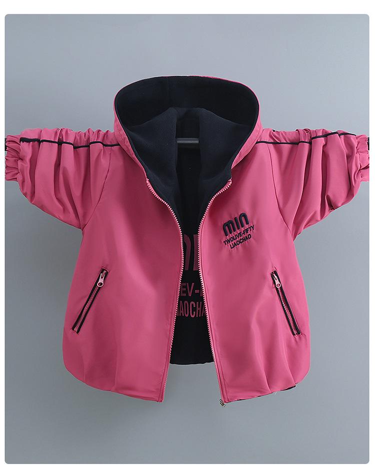 Girls' Reversible Fleece-Lined Hooded Windbreaker: 2026 Spring/Autumn Stylish Outerwear